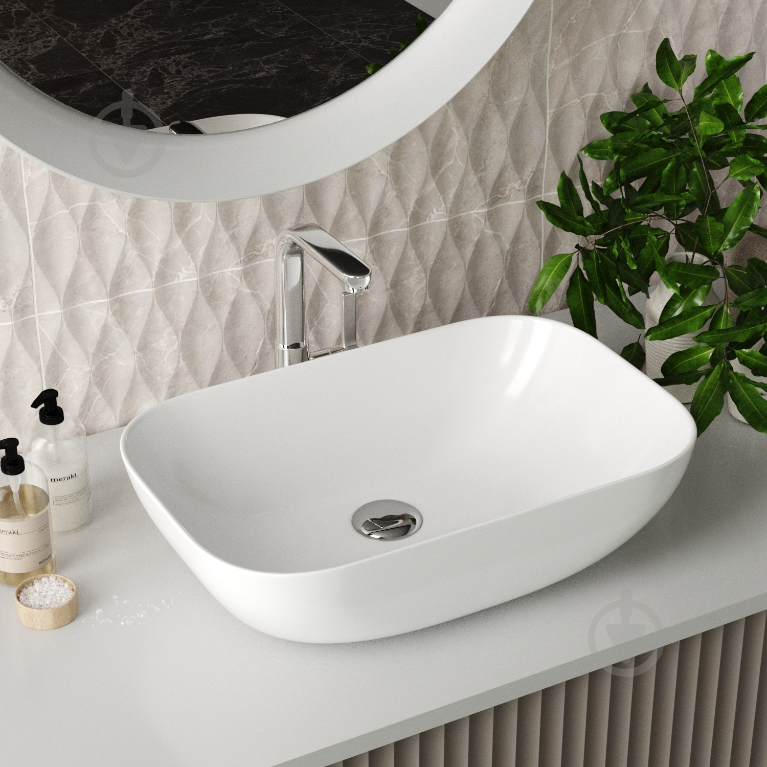 Умывальник Helmken 45450000 2 в 1: прямоугольный 50,5 см с донным клапаном Сlick-clack, белый матовый - фото 13 Умывальник Helmken 45450000 2 в 1: прямоугольный 50,5 см с донным клапаном Сlick-clack, белый матовый - фото 13