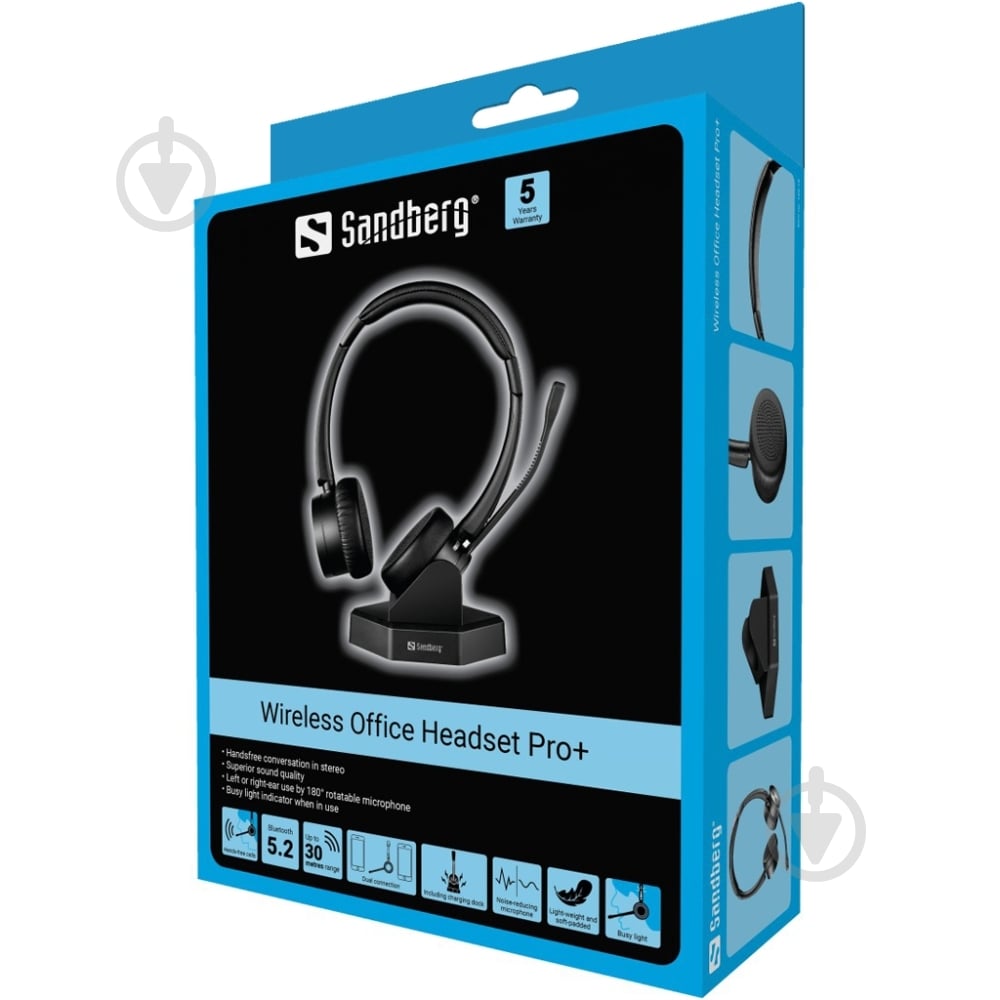 Bluetooth-гарнітура Sandberg Wireless Office Headset Pro+ black (126-18) - фото 5