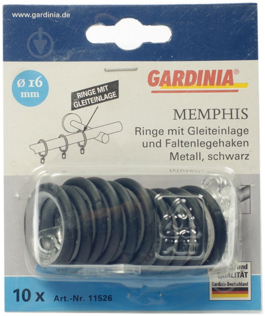 Кільце Gardinia Memphis з гачком набірний d16 мм чорний 10 шт. - фото 2