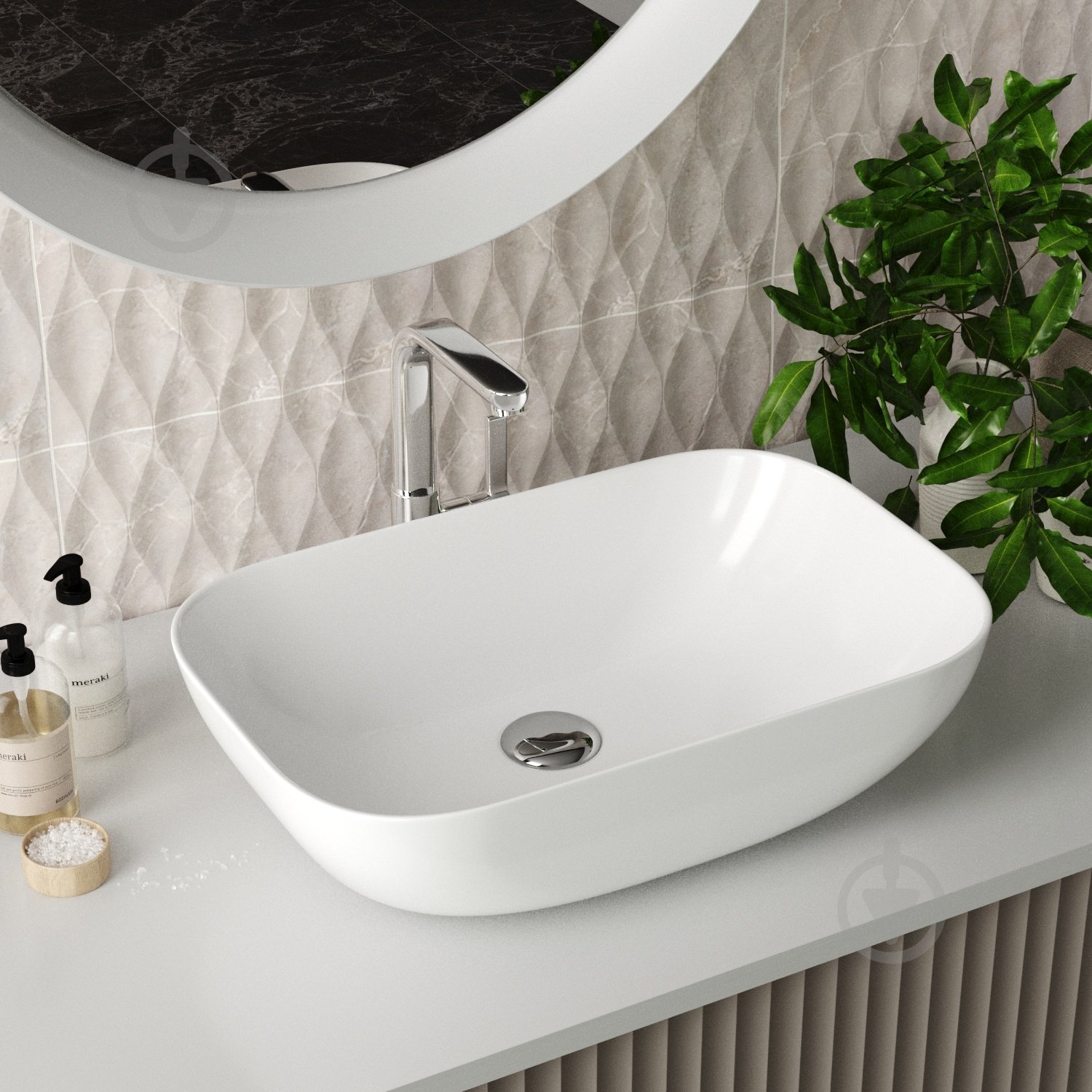 Умывальник Helmken 45450000 3 в 1: прямоугольный 50,5 см, с сифоном и донным клапаном Сlick-clack, хром - фото 13