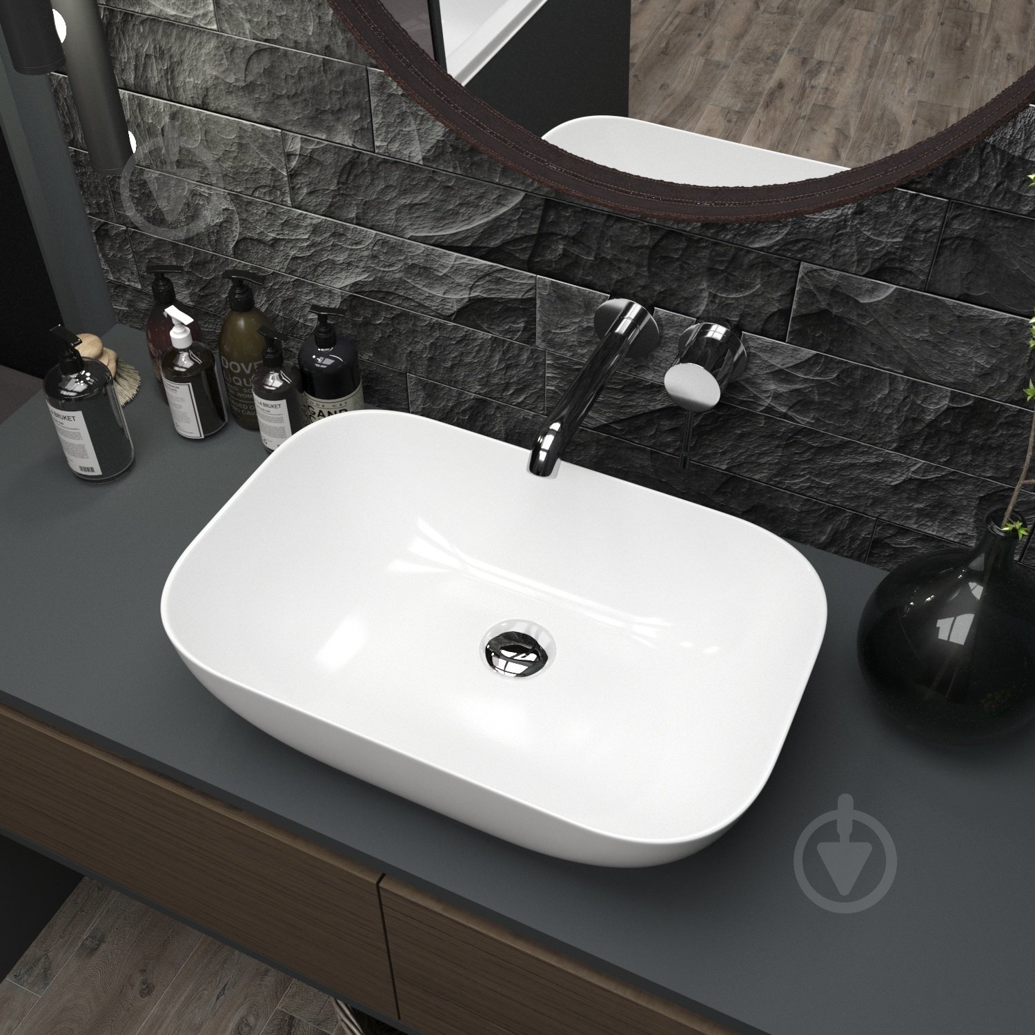 Умывальник Helmken 45450000 3 в 1: прямоугольный 50,5 см, с сифоном и донным клапаном Сlick-clack, черный матовый - фото 11 Умывальник Helmken 45450000 3 в 1: прямоугольный 50,5 см, с сифоном и донным клапаном Сlick-clack, черный матовый - фото 11