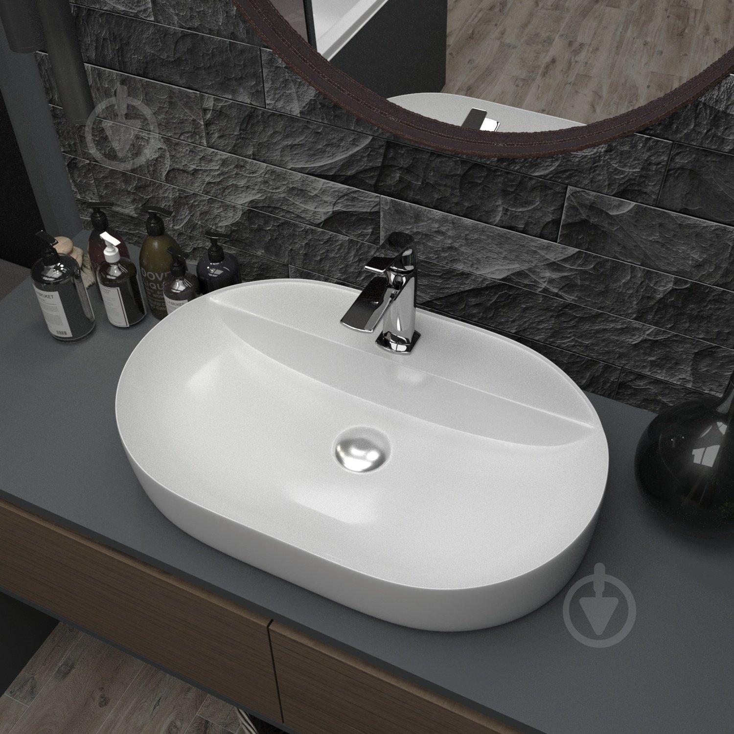 Умывальник с отверстием Helmken 46060000 2 в 1: овальный 60 см с донным клапаном Сlick-clack, хром - фото 10