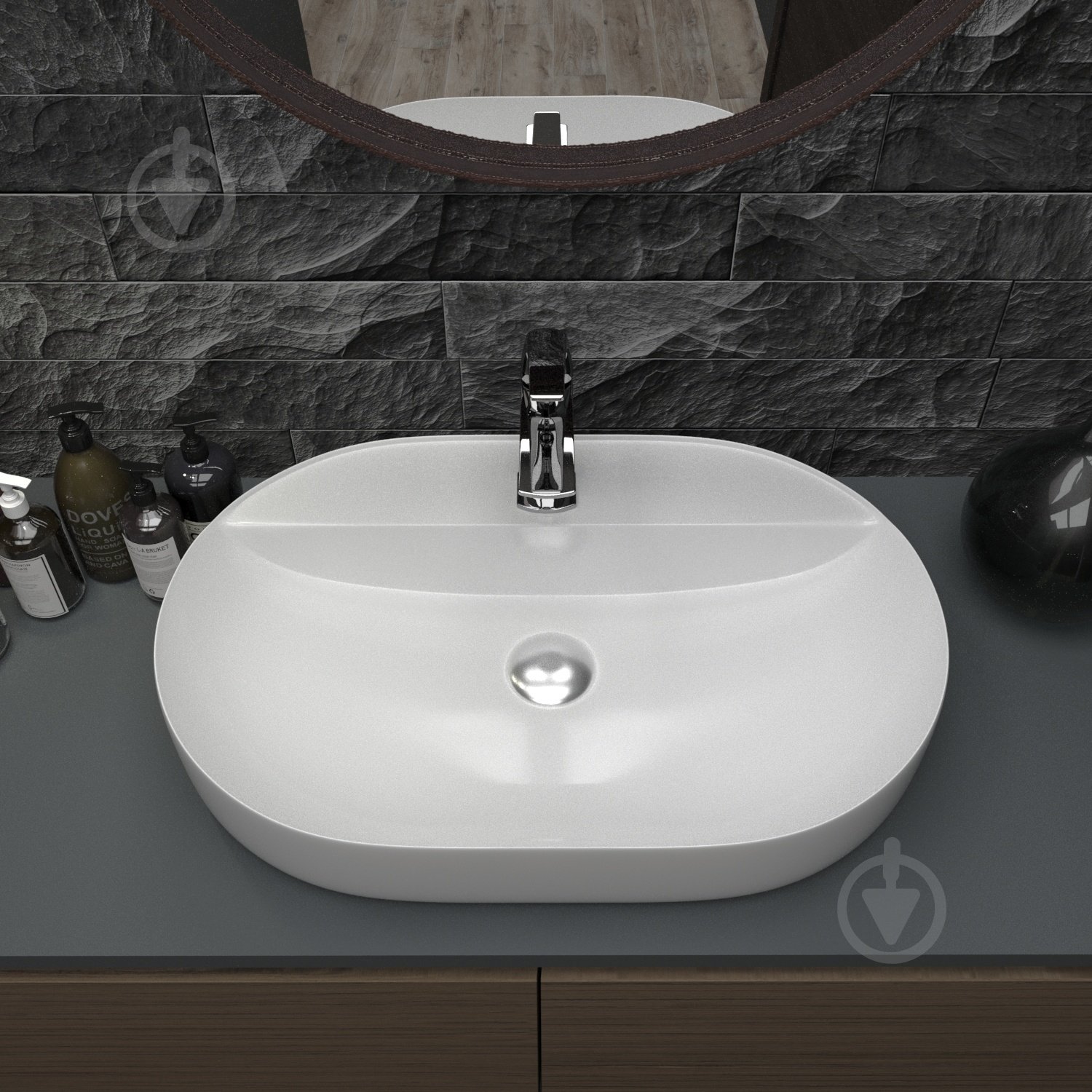 Умывальник с отверстием Helmken 46060000 2 в 1: овальный 60 см с донным клапаном Сlick-clack, хром - фото 11