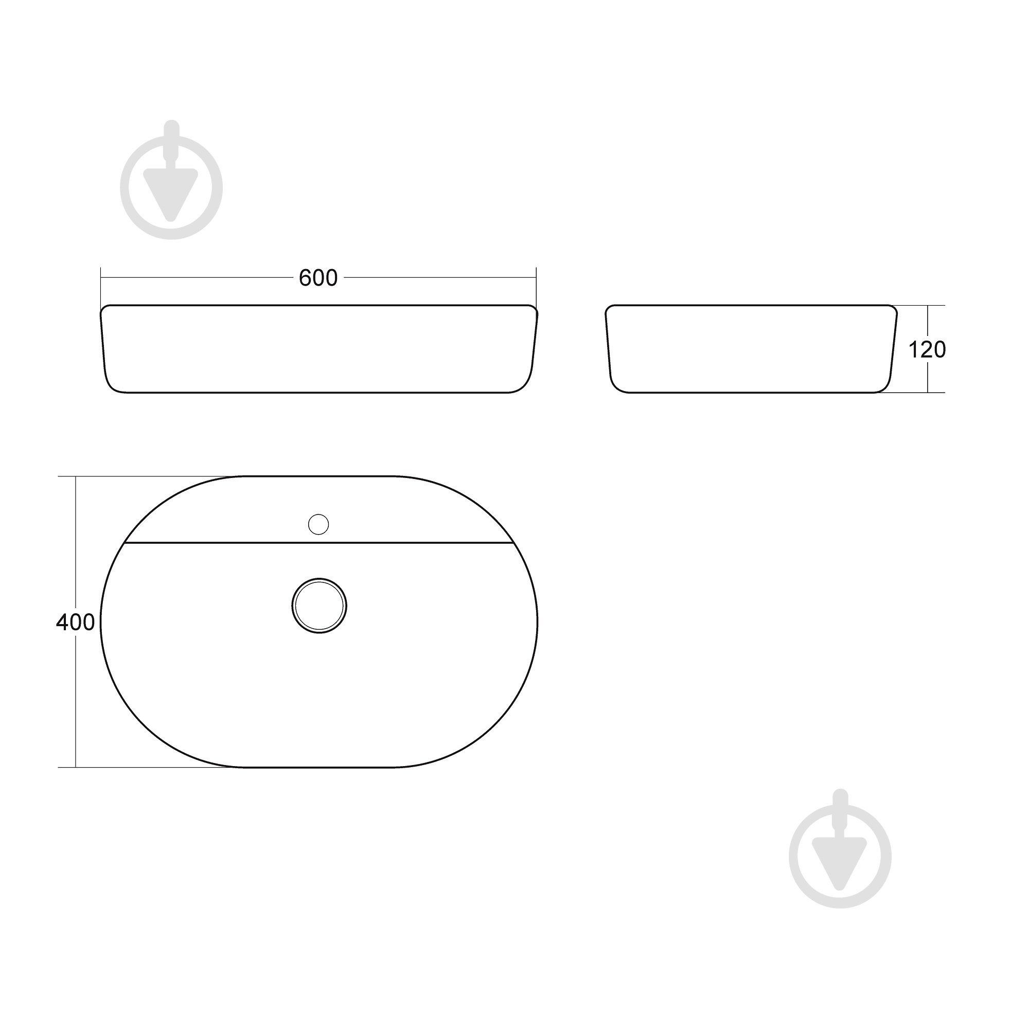 Умывальник с отверстием Helmken 46060000 2 в 1: овальный 60 см с донным клапаном Сlick-clack, хром - фото 5