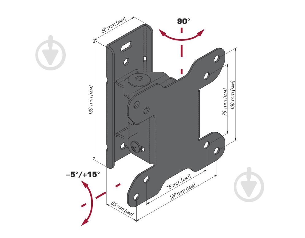 Крепление для телевизора Expert Е10S2 поворотно-наклонные 13"-28" черный - фото 5