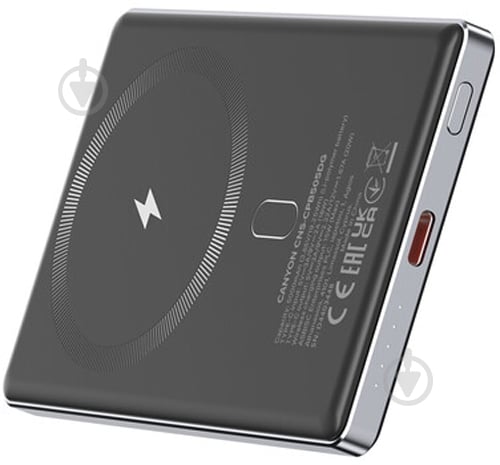 Повербанк Canyon OnPower 505 slim Magsafe PD20W 5000 mAh dark grey (CNS-CPB505DG) - фото 5