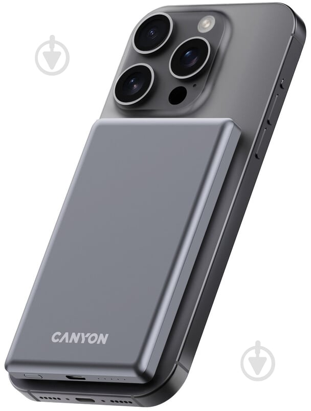 Повербанк Canyon OnPower 505 slim Magsafe PD20W 5000 mAh dark grey (CNS-CPB505DG) - фото 6