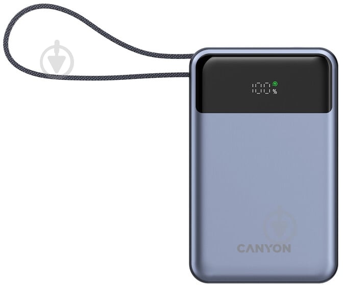 Повербанк Canyon OnPower 600 built-in cable PD65W 20000 mAh dark grey (CNS-CPB600DG) - фото 1