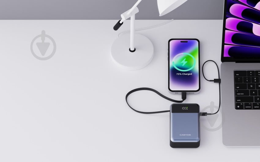 Повербанк Canyon OnPower 600 built-in cable PD65W 20000 mAh dark grey (CNS-CPB600DG) - фото 8