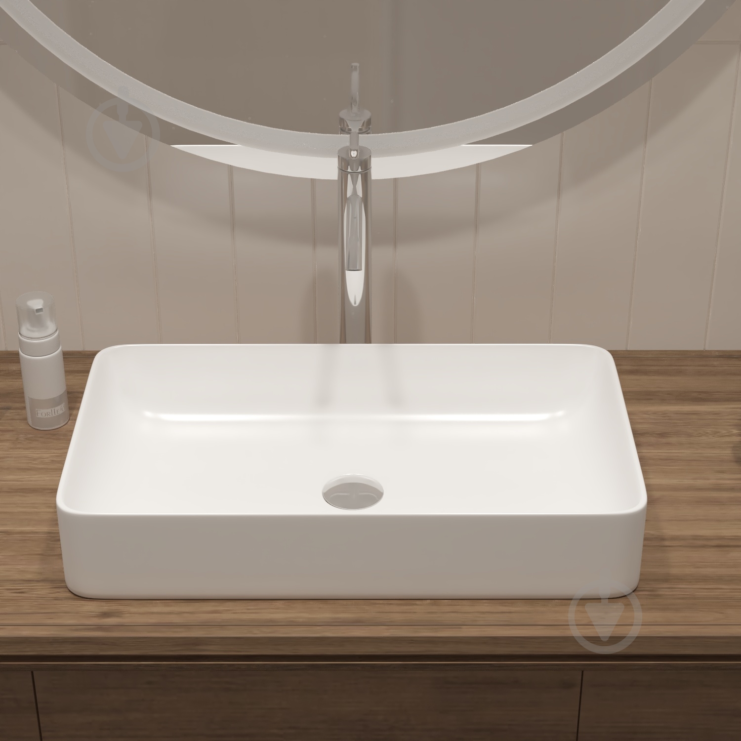 Умывальник Helmken 48760000 2 в 1: прямоугольный 60 см с донным клапаном Сlick-clack, белый матовый - фото 11