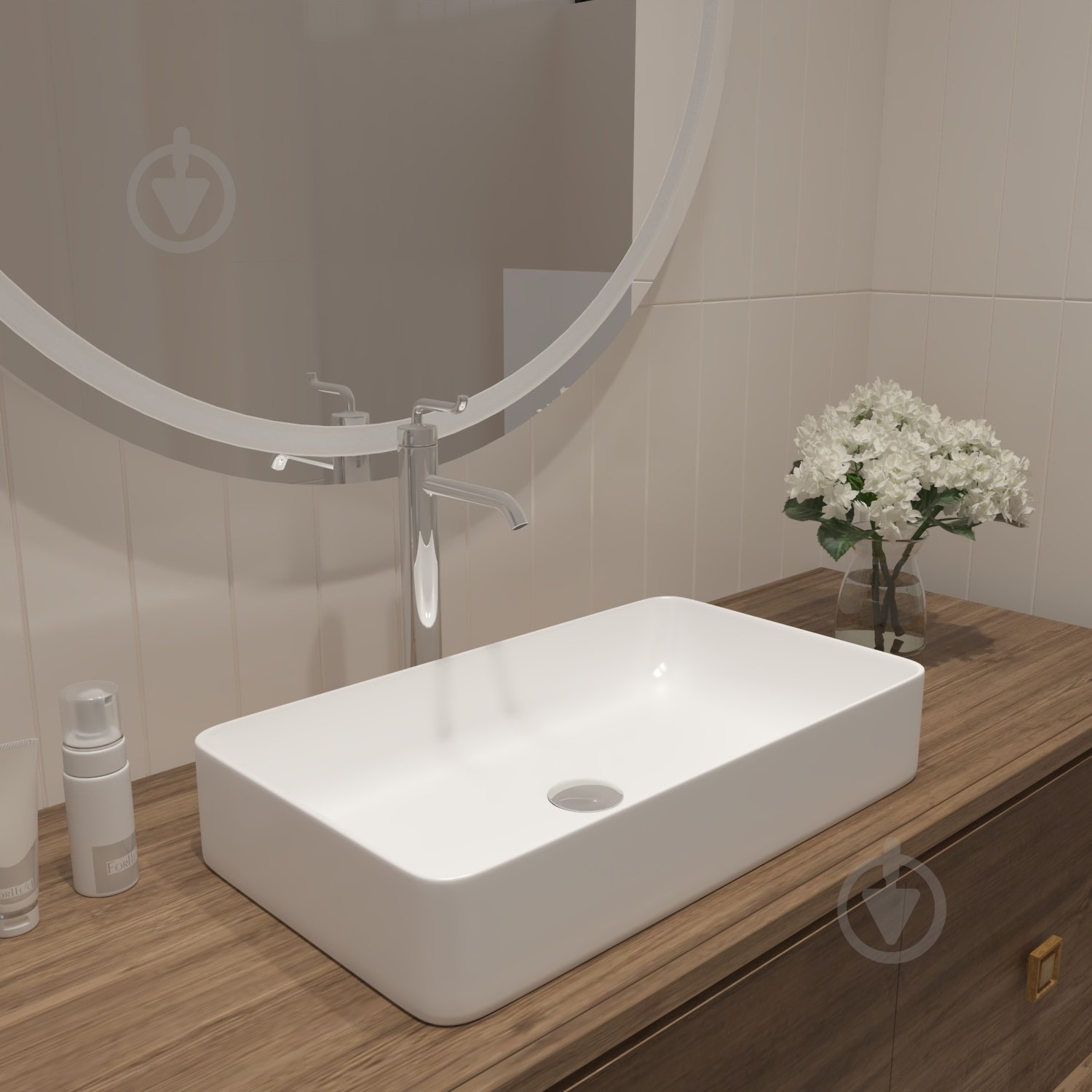 Умывальник Helmken 48760000 2 в 1: прямоугольный 60 см с донным клапаном Сlick-clack, хром - фото 12 Умывальник Helmken 48760000 2 в 1: прямоугольный 60 см с донным клапаном Сlick-clack, хром - фото 12