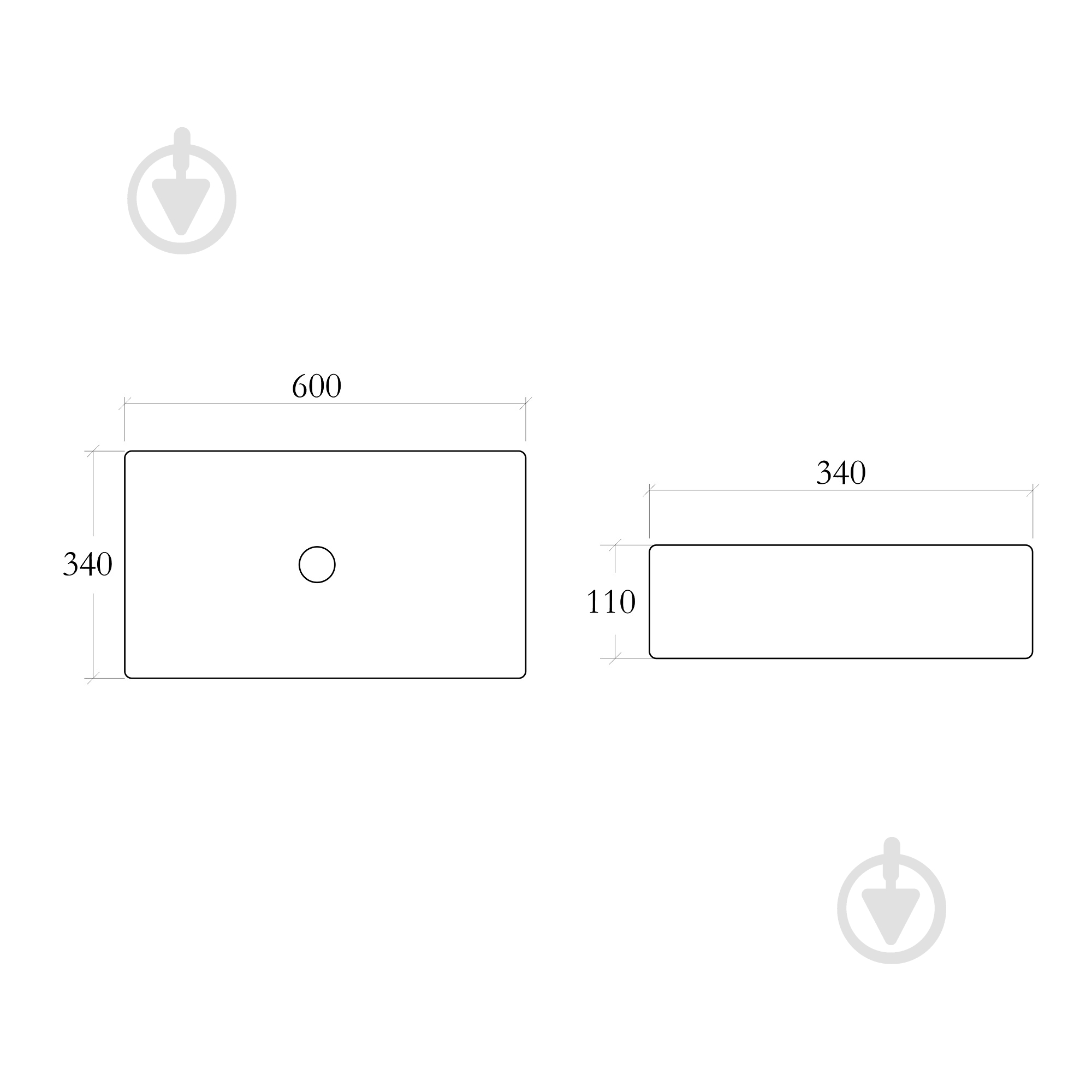 Умывальник Helmken 48760000 2 в 1: прямоугольный 60 см с донным клапаном Сlick-clack, черный матовый - фото 5 Умывальник Helmken 48760000 2 в 1: прямоугольный 60 см с донным клапаном Сlick-clack, черный матовый - фото 5