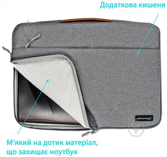 Чехол-сумка Grand-X 15.6" grey (SLX-15G) - фото 5
