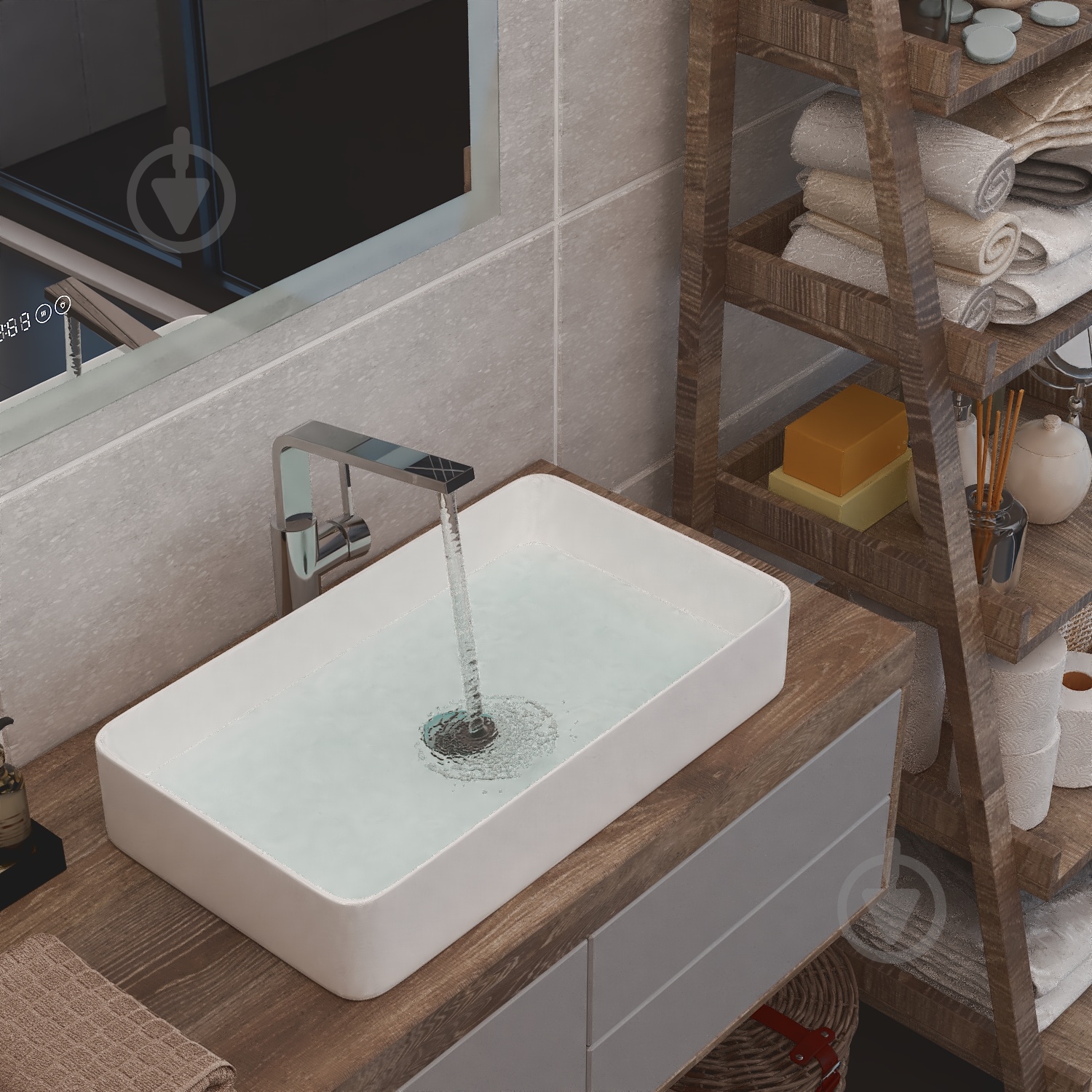 Умывальник Helmken 48760000 3 в 1: прямоугольный 60 см, с сифоном и донным клапаном Сlick-clack, черный матовый - фото 8 Умывальник Helmken 48760000 3 в 1: прямоугольный 60 см, с сифоном и донным клапаном Сlick-clack, черный матовый - фото 8