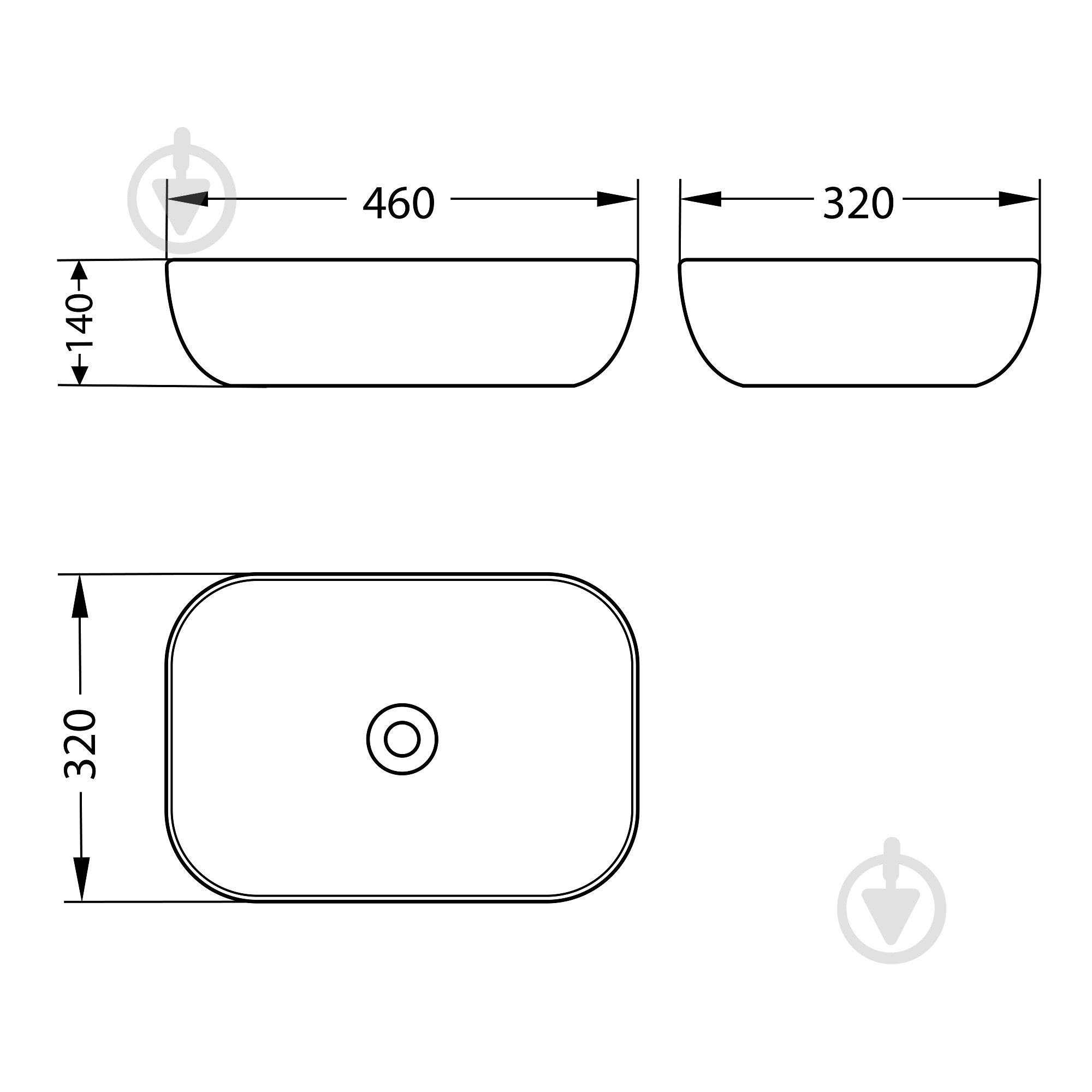 Умивальник Helmken 49346000 2 в 1: прямокутний 46 см із донним клапаном Сlick-clack, білий матовий - фото 5