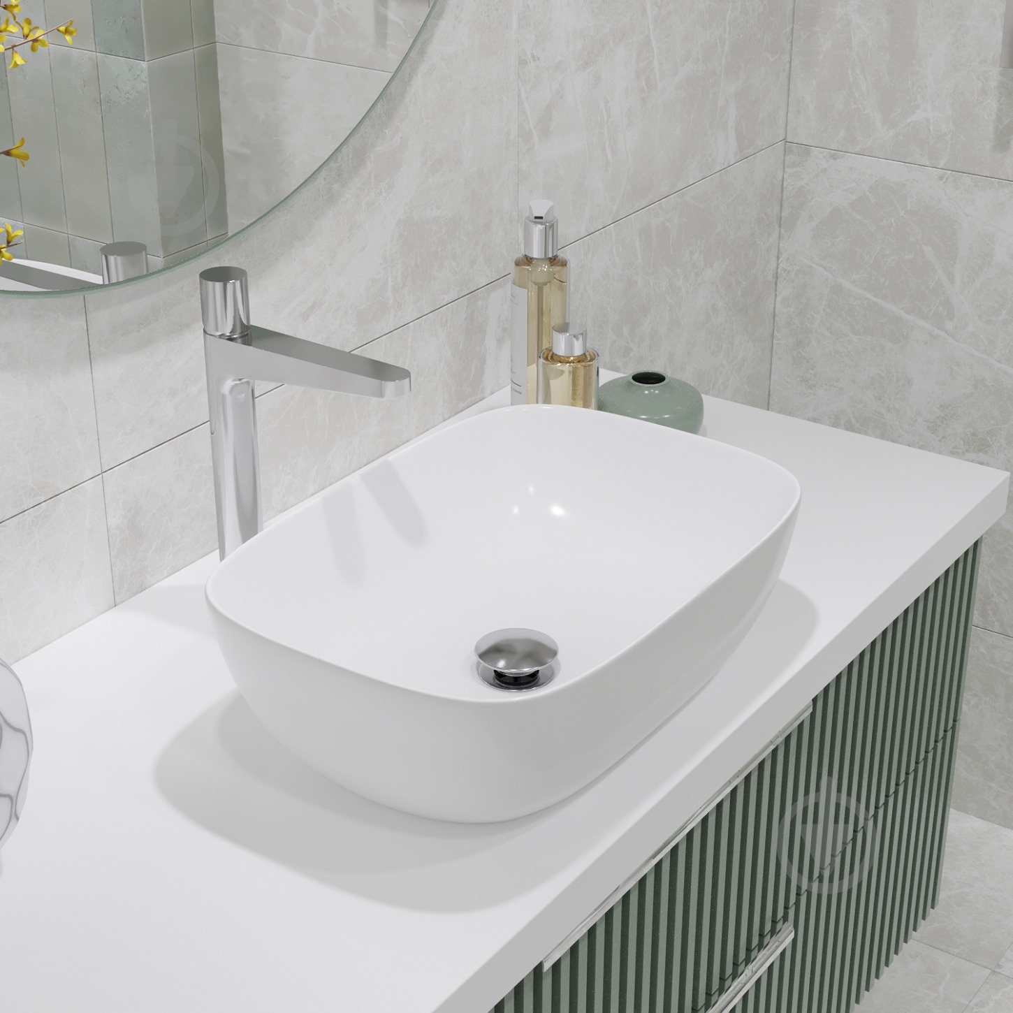 Умивальник Helmken 49346000 2 в 1: прямокутний 46 см із донним клапаном Сlick-clack, чорний матовий - фото 11 Умивальник Helmken 49346000 2 в 1: прямокутний 46 см із донним клапаном Сlick-clack, чорний матовий - фото 11