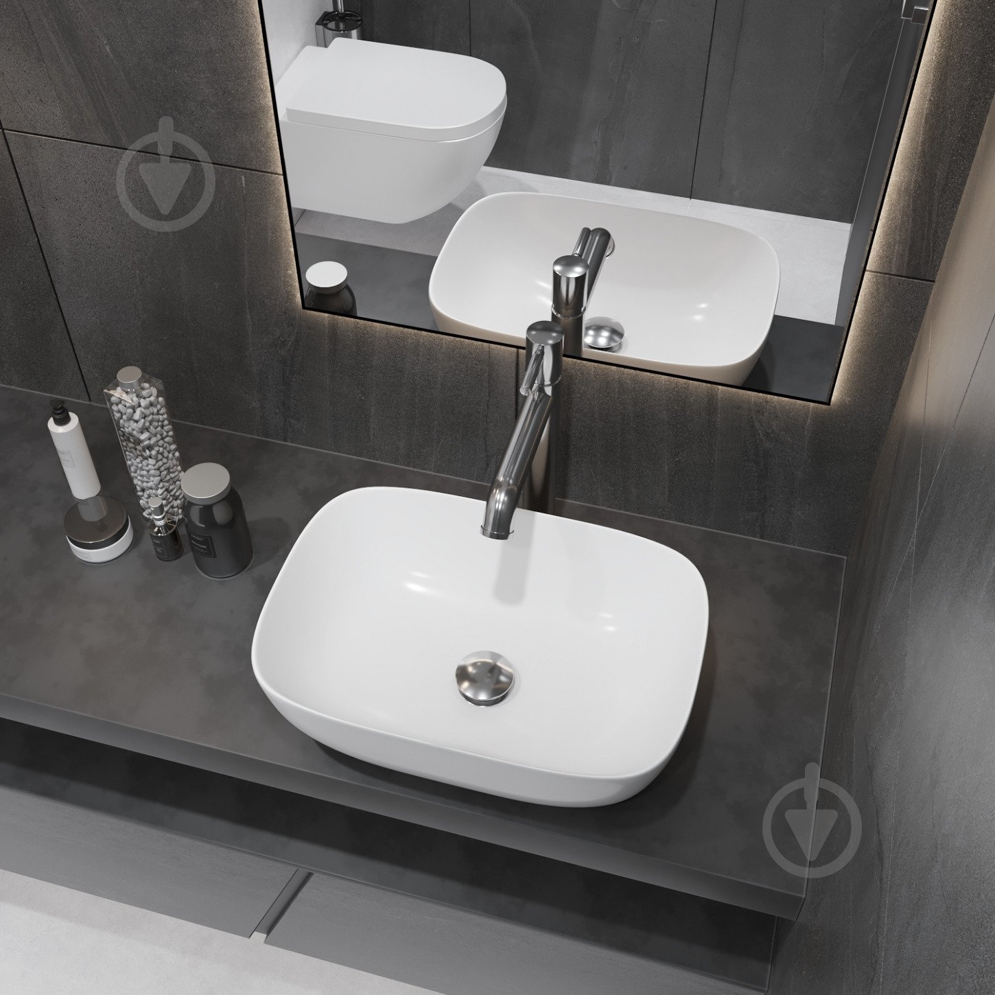 Умивальник Helmken 49346000 3 в 1: прямокутний 46 см, із сифоном і донним клапаном Сlick-clack, білий матовий - фото 9 Умивальник Helmken 49346000 3 в 1: прямокутний 46 см, із сифоном і донним клапаном Сlick-clack, білий матовий - фото 9