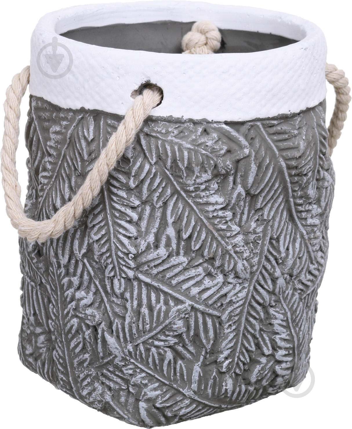 Кашпо Leaf 12х12х15,5 см серый - фото 1