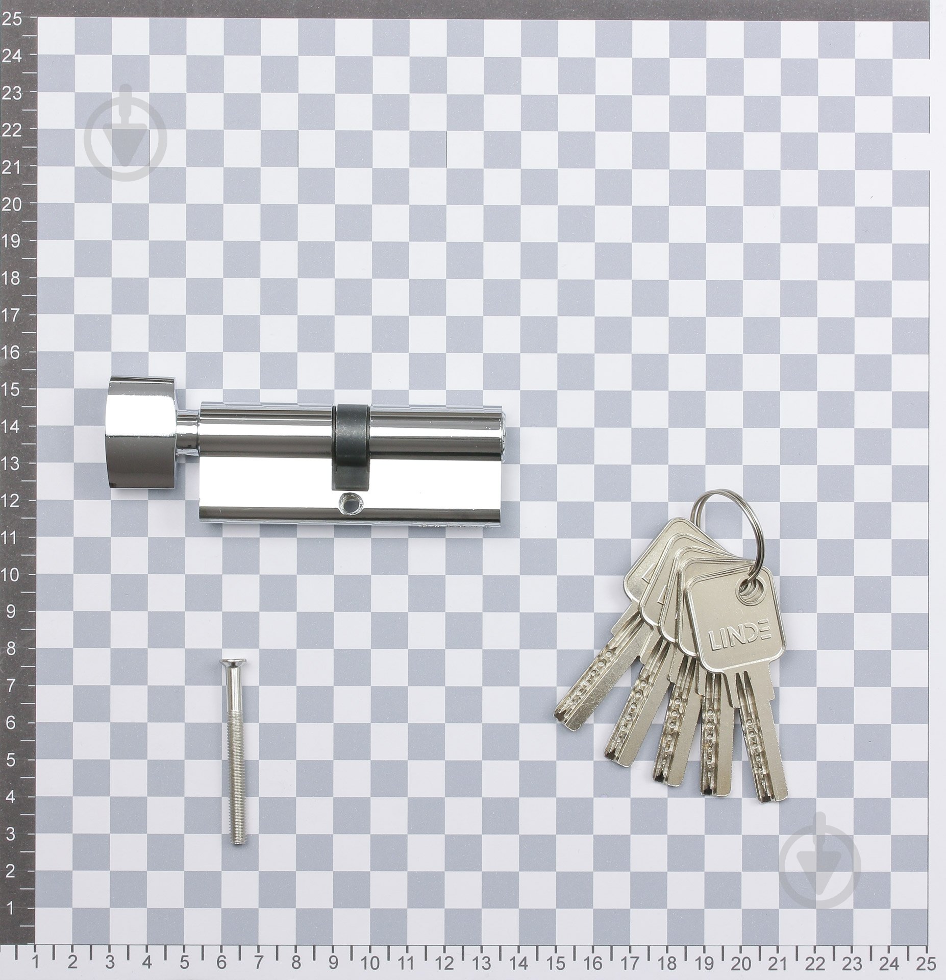 Цилиндр Linde A6P 40x40 ключ-вороток 80 мм полированная латунь ключ-тумблер A6P40/40T CP - фото 3