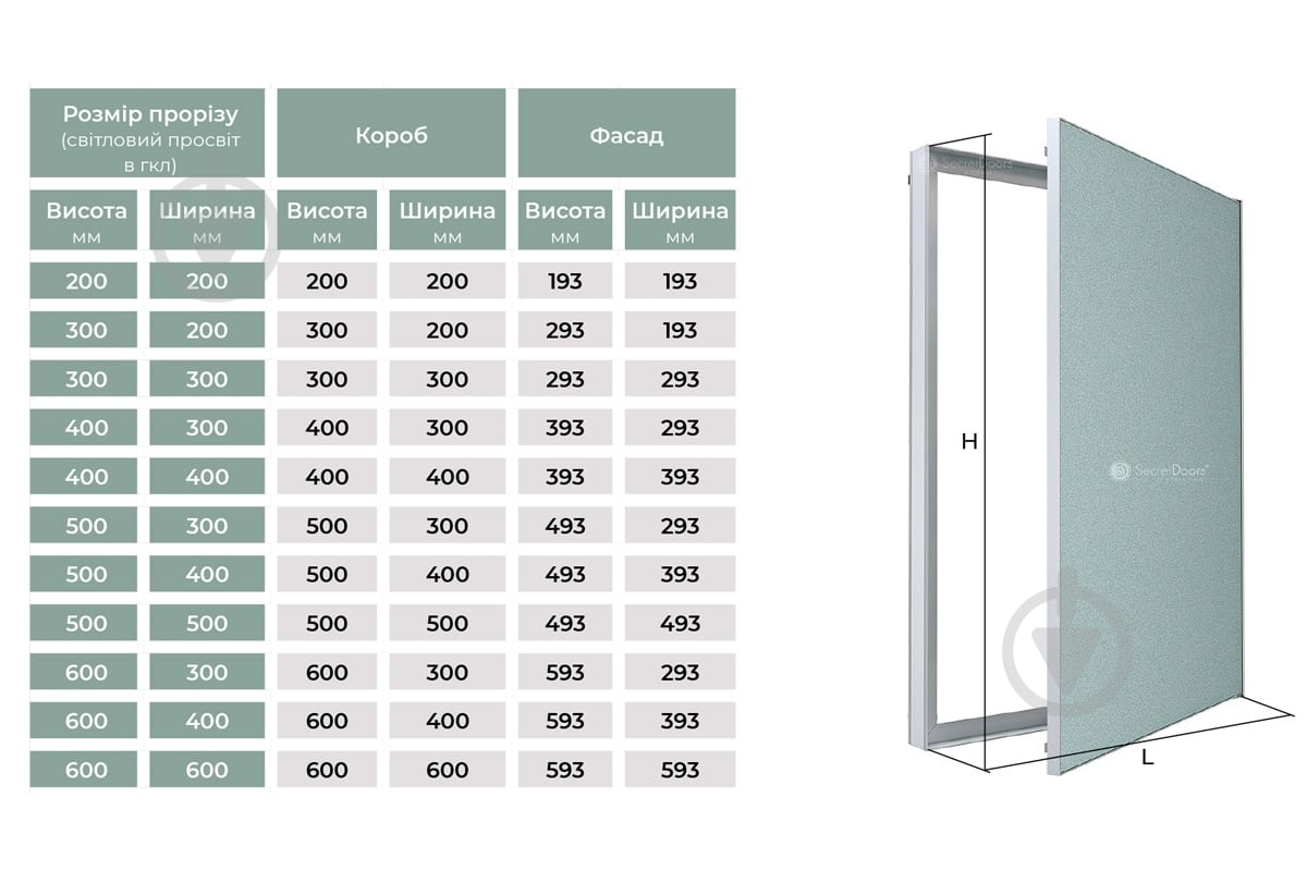 Ревизионный люк SecretDoors professional Model T1 500х500 - фото 2