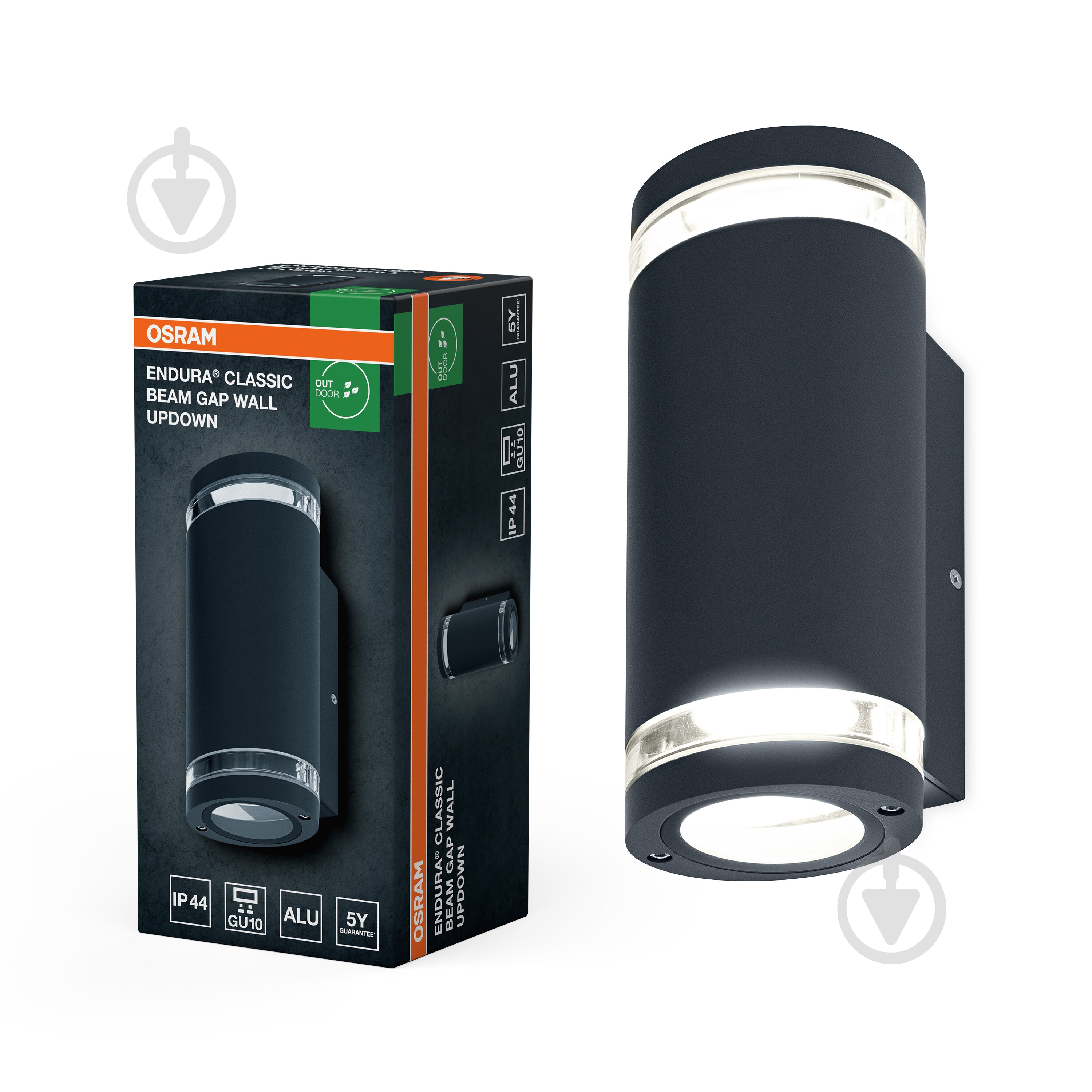 Бра Osram Endura Classic Beam Gap Wall Updown GU10 IP44 темно-сірий - фото 1