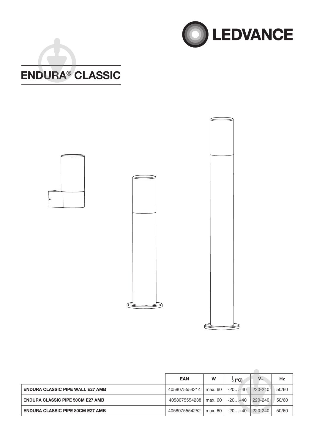 Світильник парковий Ledvance Endura Classic Pipe (50 см) E27 25 Вт IP44 темно-сірий - фото 5