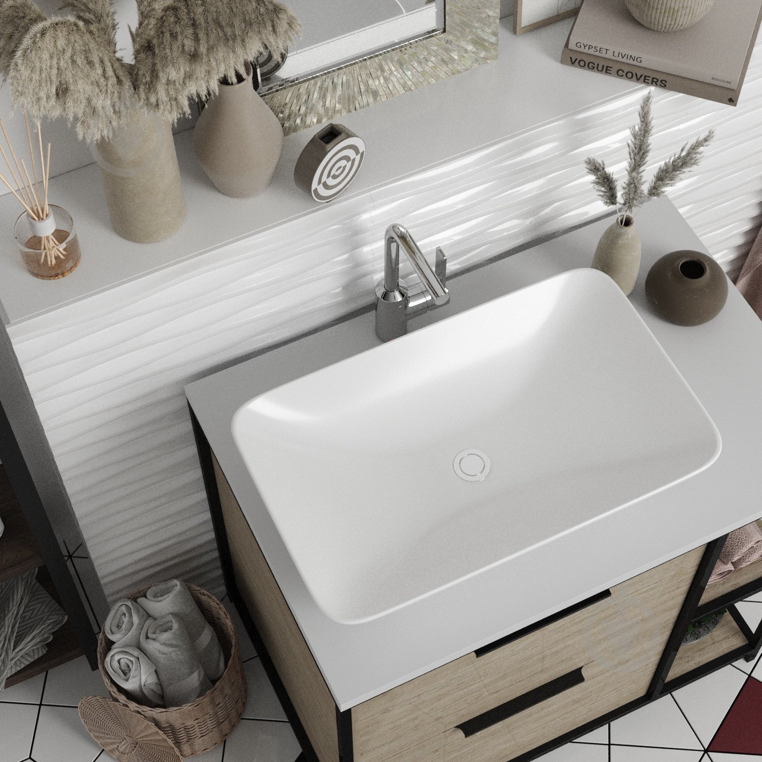 Умивальник Helmken 54059000 2 в 1: прямокутний 59 см з донним клапаном Сlick-clack, хром - фото 9 Умивальник Helmken 54059000 2 в 1: прямокутний 59 см з донним клапаном Сlick-clack, хром - фото 9