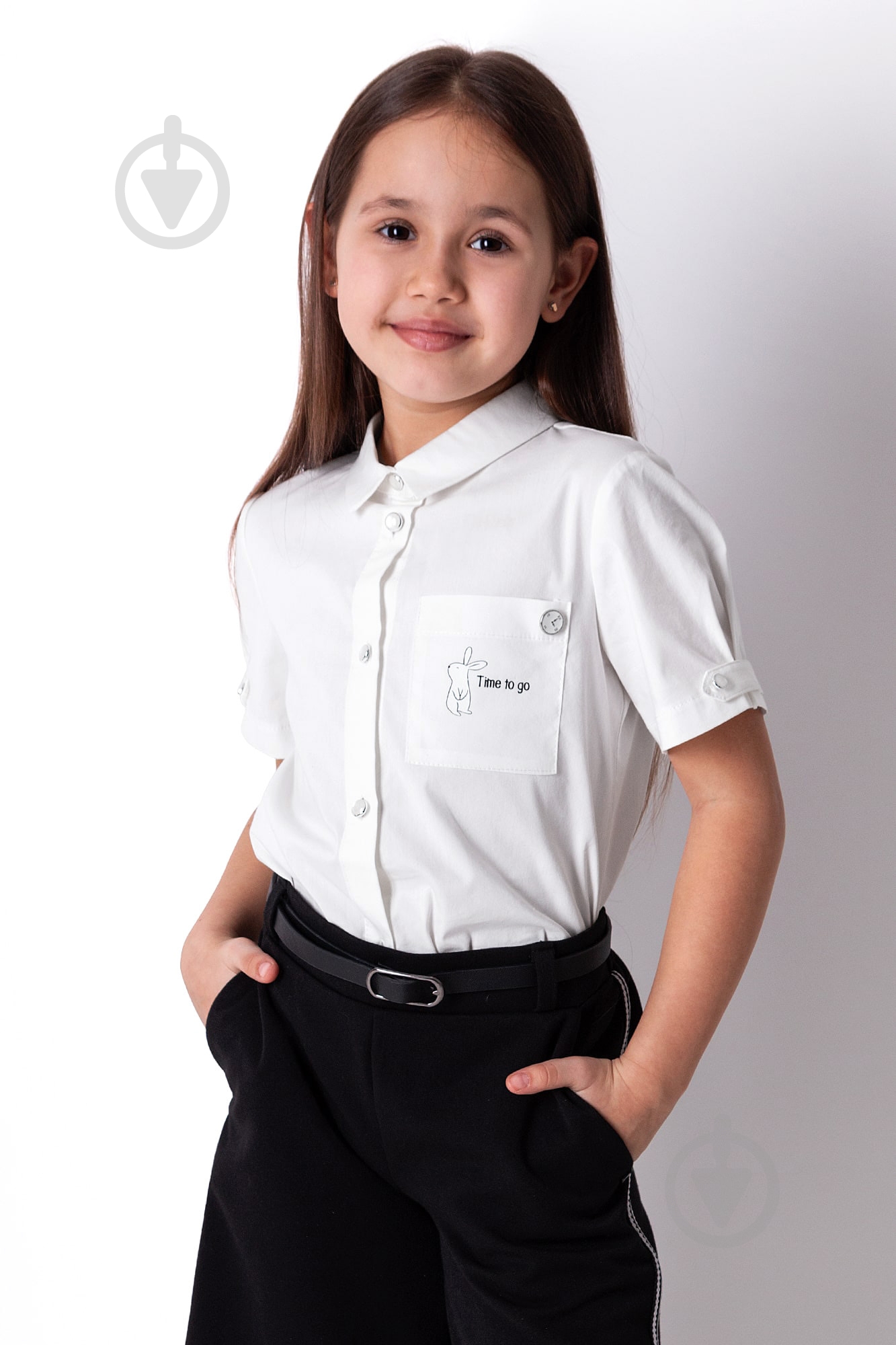 Блуза Mevis 01 р.128 белый 4134 - фото 1