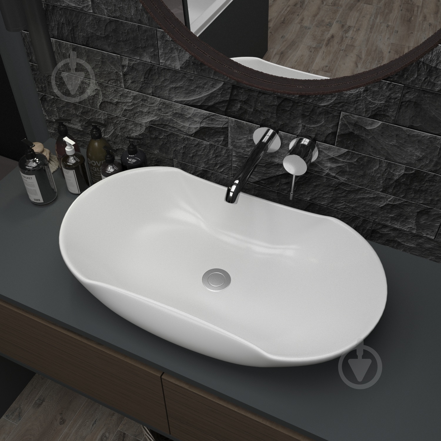 Умывальник Helmken 57066000 2 в 1: овальный 66 см с донным клапаном Сlick-clack, белый матовый - фото 12 Умывальник Helmken 57066000 2 в 1: овальный 66 см с донным клапаном Сlick-clack, белый матовый - фото 12