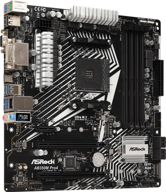 Материнська плата ASRock AB350M PRO4 R2.0 (Socket AM4, AMD B350, mirco ATX) - фото 4