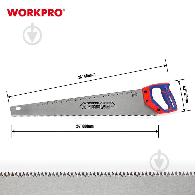 Пила по дереву 600 мм WORKPRO WP215009 - фото 2