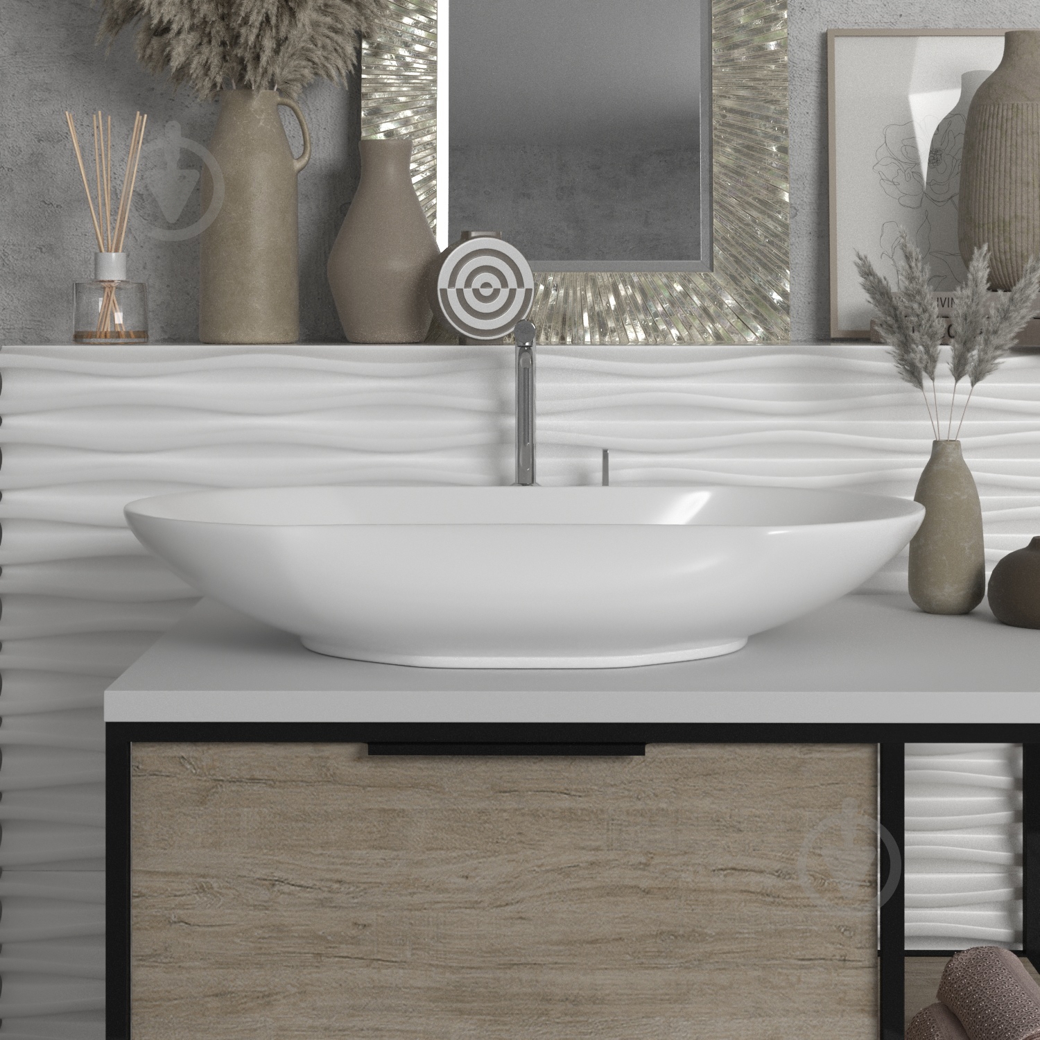 Умывальник Helmken 57066000 3 в 1: овальный 66 см, с сифоном и донным клапаном Сlick-clack, белый матовый - фото 10 Умывальник Helmken 57066000 3 в 1: овальный 66 см, с сифоном и донным клапаном Сlick-clack, белый матовый - фото 10