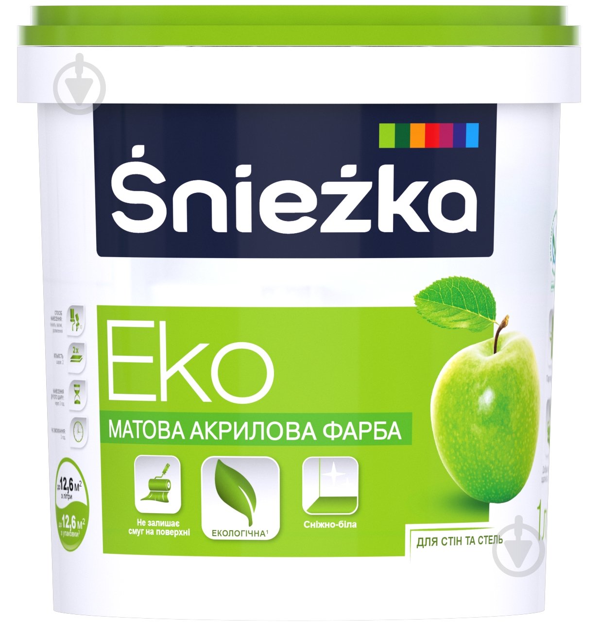 Фарба акрилова водоемульсійна Sniezka Еко мат білий 1,4 кг - фото 1