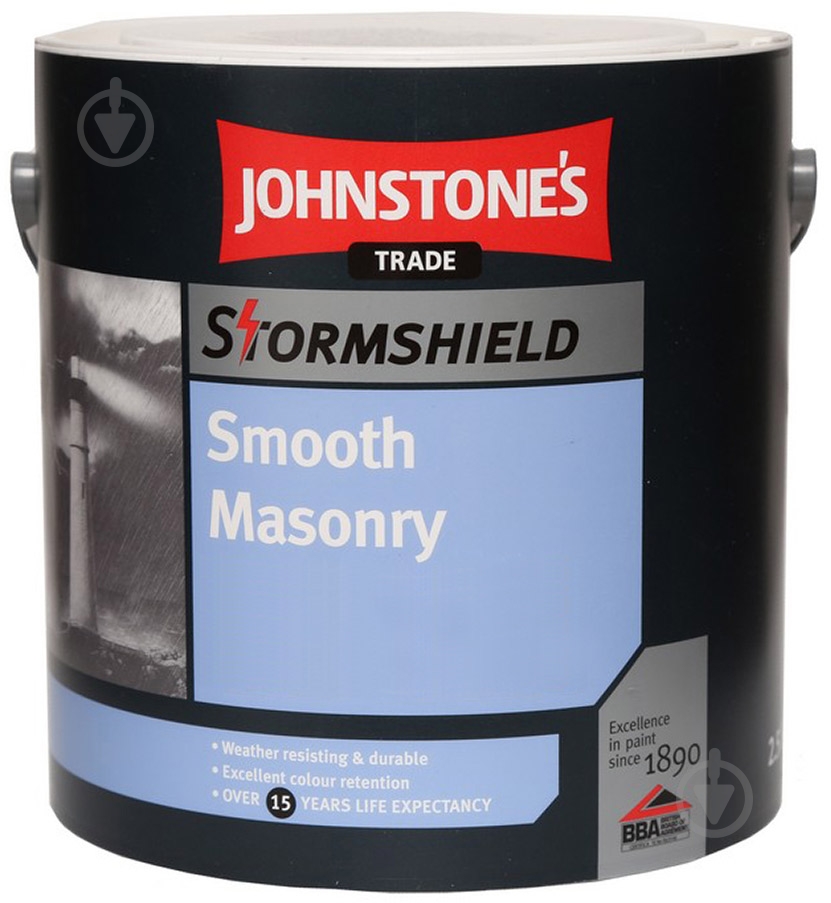 Краска акриловая водоэмульсионная Johnstone's Smooth Masonry Finish мат 10 л - фото 1