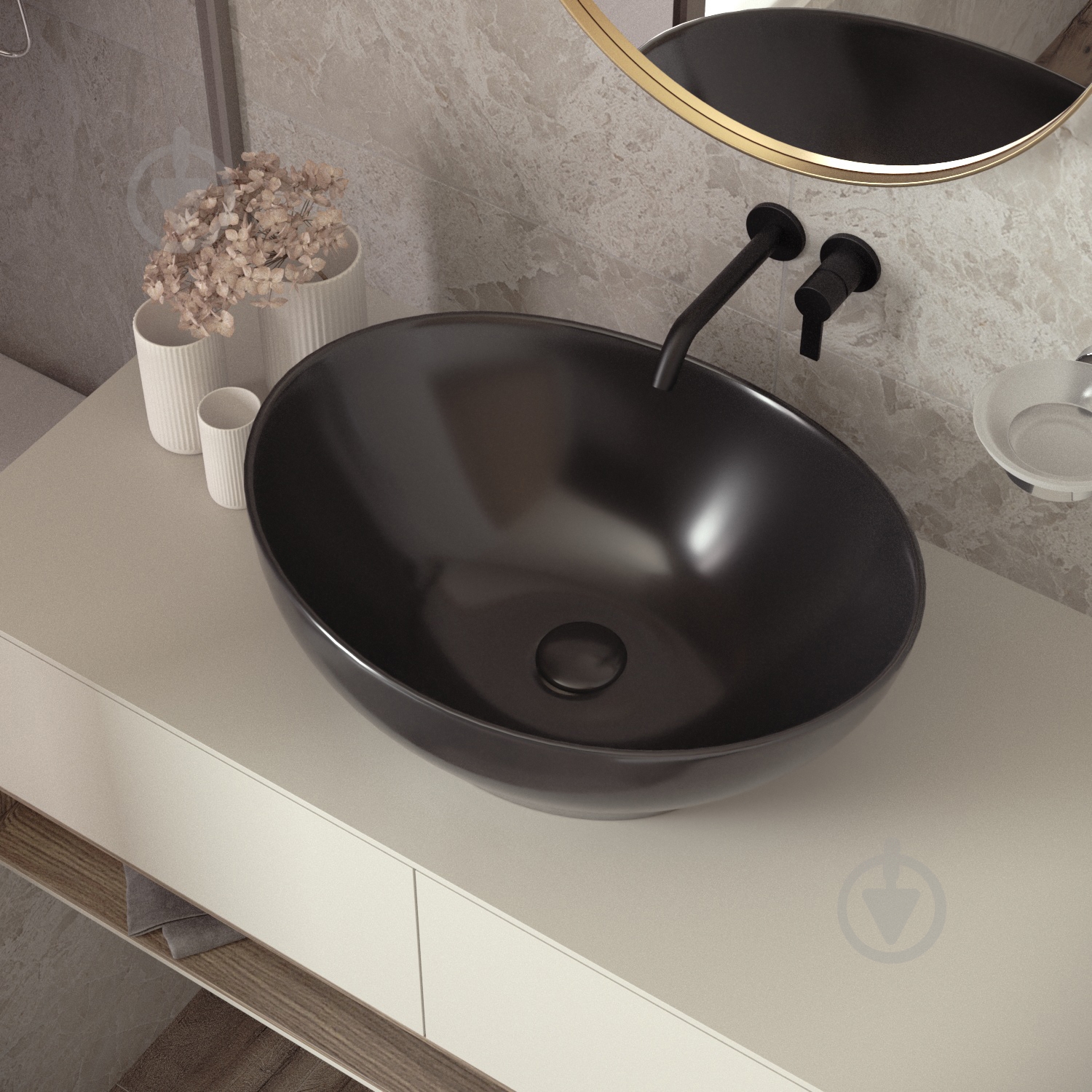 Умывальник Helmken 65241001 2 в 1: овальный 41 см с донным клапаном Сlick-clack, золото - фото 6 Умывальник Helmken 65241001 2 в 1: овальный 41 см с донным клапаном Сlick-clack, золото - фото 6