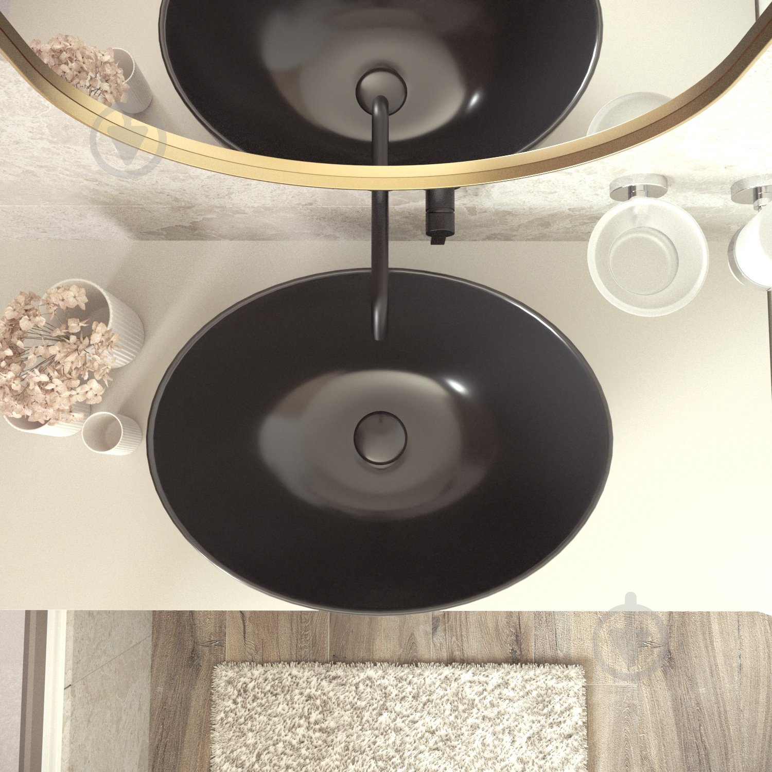 Умивальник Helmken 65241001 3 в 1: овальний 41 см, із сифоном і донним клапаном Сlick-clack, чорний матовий - фото 7 Умивальник Helmken 65241001 3 в 1: овальний 41 см, із сифоном і донним клапаном Сlick-clack, чорний матовий - фото 7