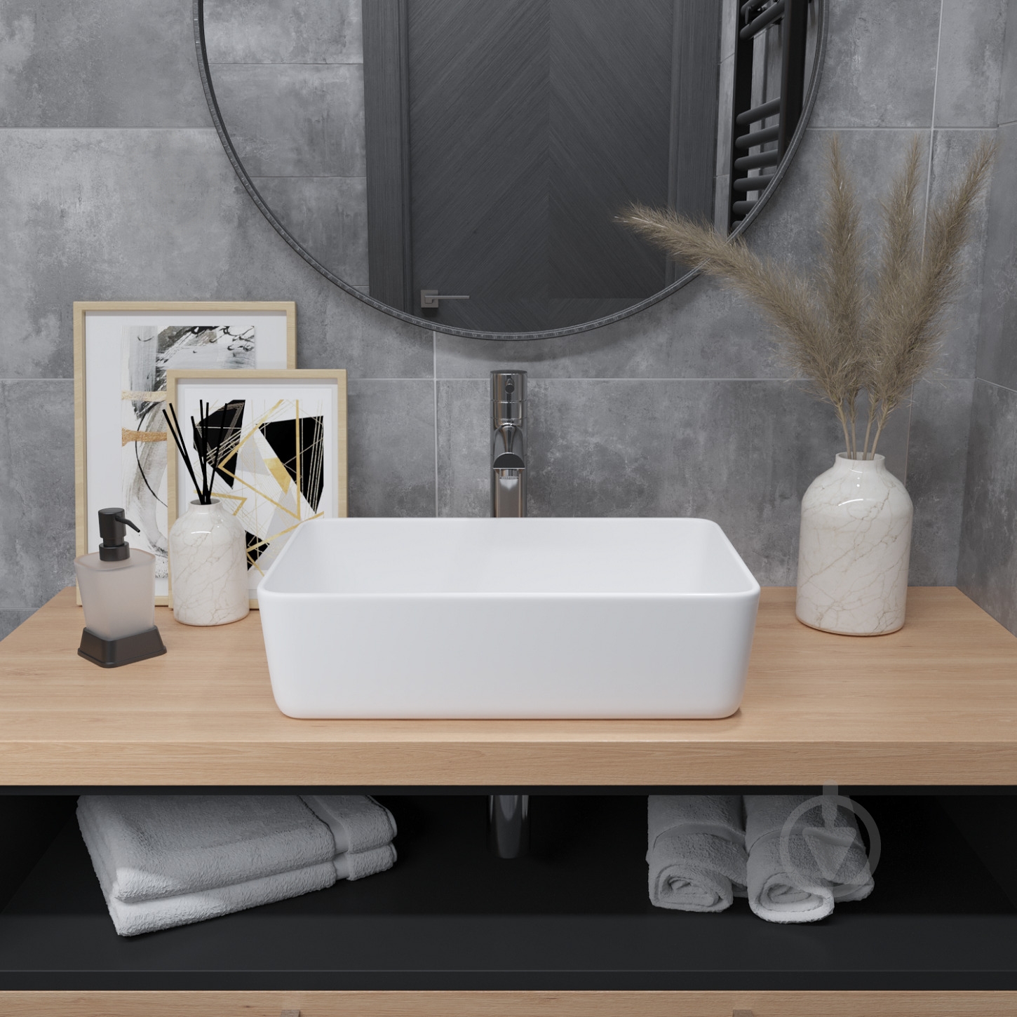 Умывальник Helmken 67448000 2 в 1: прямоугольный 48 см с донным клапаном Сlick-clack, белый матовый - фото 12 Умывальник Helmken 67448000 2 в 1: прямоугольный 48 см с донным клапаном Сlick-clack, белый матовый - фото 12