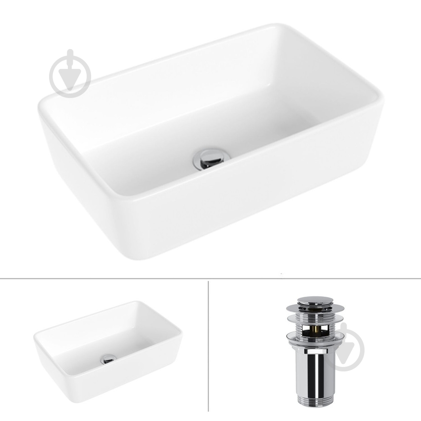 Умывальник Helmken 67448000 2 в 1: прямоугольный 48 см с донным клапаном Сlick-clack, хром - фото 1 Умывальник Helmken 67448000 2 в 1: прямоугольный 48 см с донным клапаном Сlick-clack, хром - фото 1