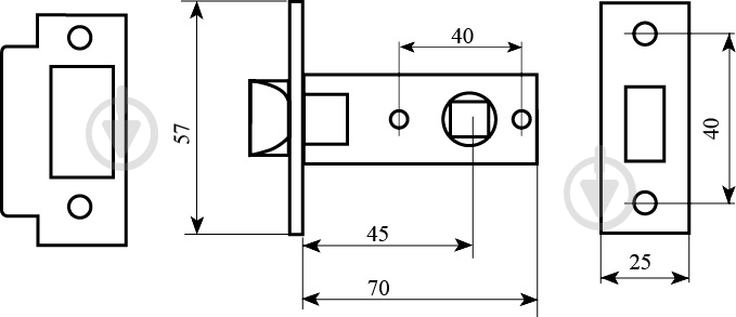 Защелка дверная RDA 256 BP 6-45 полированная латунь - фото 2 Защелка дверная RDA 256 BP 6-45 полированная латунь - фото 2