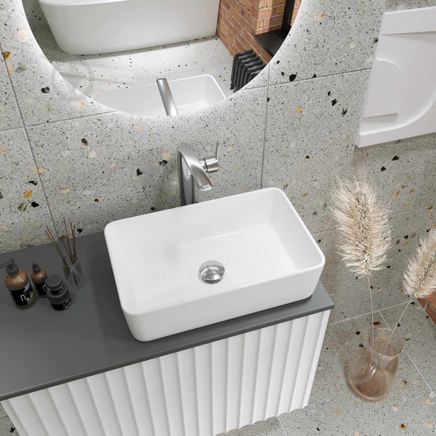 Умывальник Helmken 67448000 3 в 1: прямоугольный 48 см, с сифоном и донным клапаном Сlick-clack, хром - фото 6 Умывальник Helmken 67448000 3 в 1: прямоугольный 48 см, с сифоном и донным клапаном Сlick-clack, хром - фото 6