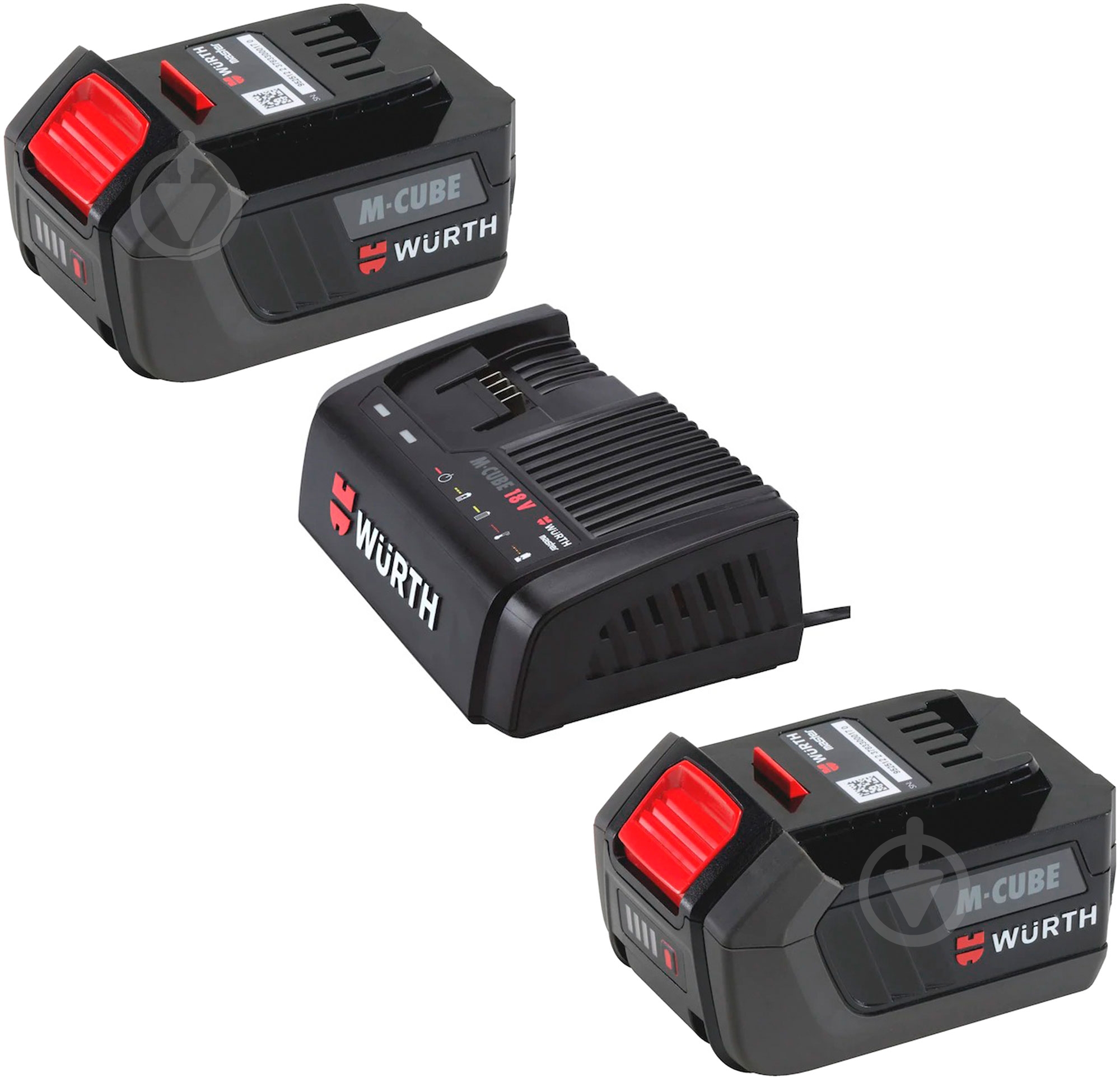 Набор WURTH M-CUBE FAST ALG 18V, 6А + M-CUBE BASIC LI-ION, 18V, 5.0A + M-CUBE BASIC LI-ION, 18V, 2.0A 5705860000 - фото 1