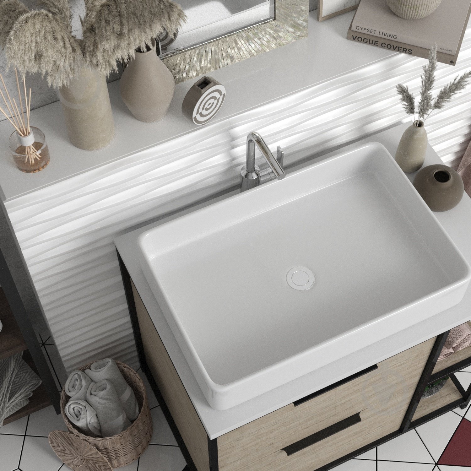 Умывальник Helmken 84261000 прямоугольный 61,5 см, белый - фото 8