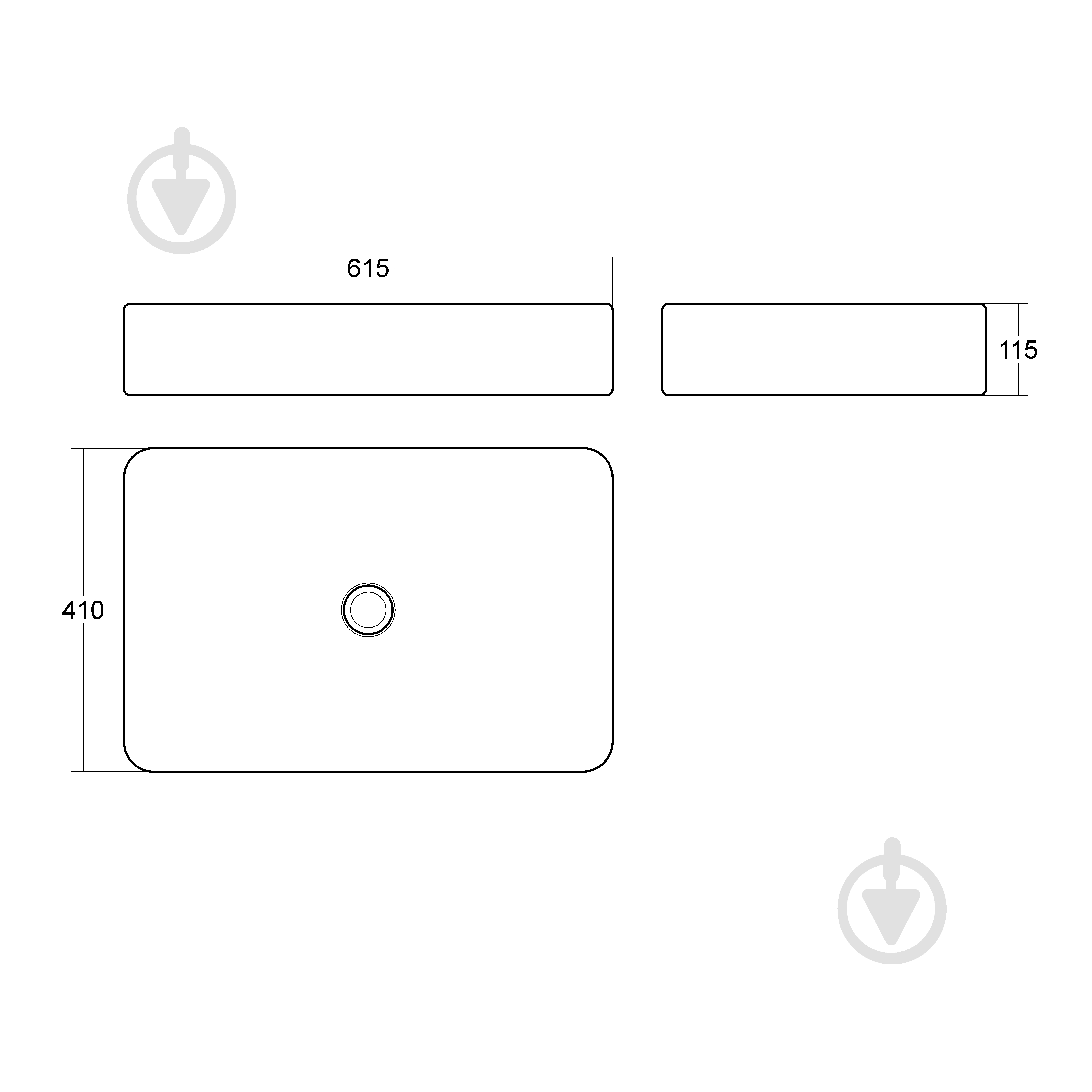 Умывальник Helmken 84261000 3 в 1: прямоугольный 61,5 см, с сифоном и донным клапаном Сlick-clack, белый матовый - фото 5 Умывальник Helmken 84261000 3 в 1: прямоугольный 61,5 см, с сифоном и донным клапаном Сlick-clack, белый матовый - фото 5