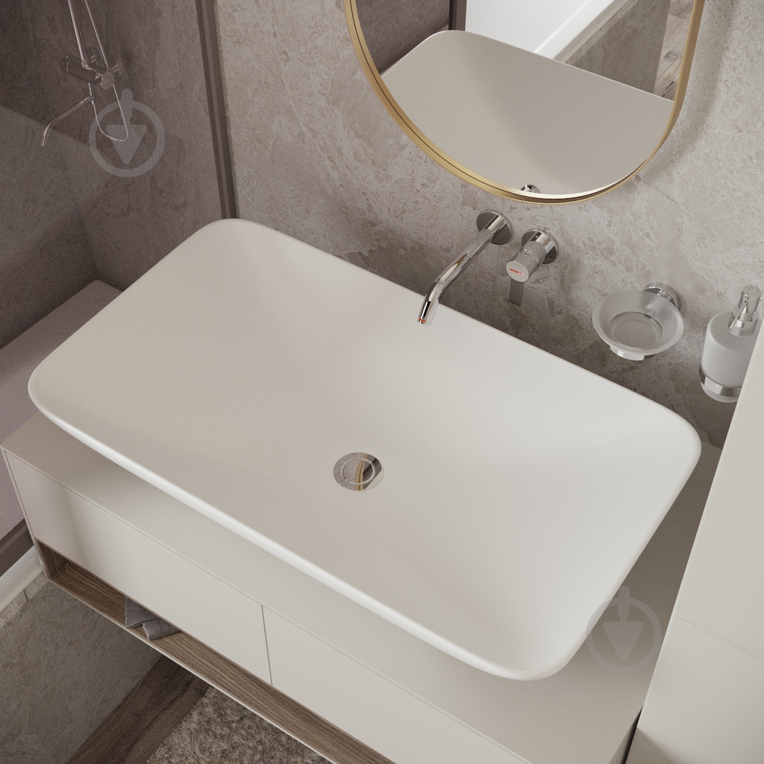 Умивальник Helmken 88670000 прямокутний 70 см, білий - фото 6 Умивальник Helmken 88670000 прямокутний 70 см, білий - фото 6