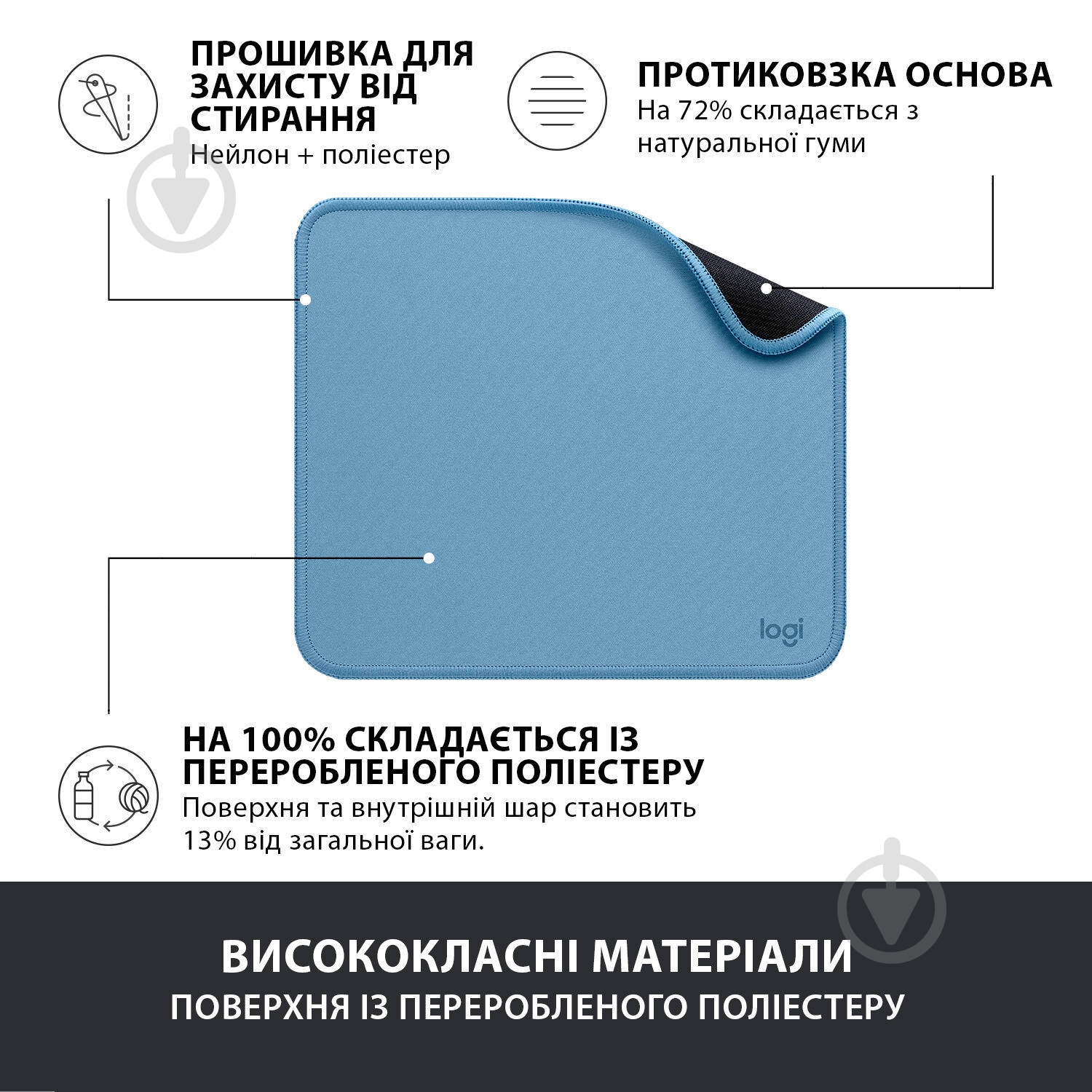 Коврик для мышки Logitech Mouse Pad Studio Series Blue Grey (956-000051) - фото 4 Коврик для мышки Logitech Mouse Pad Studio Series Blue Grey (956-000051) - фото 4