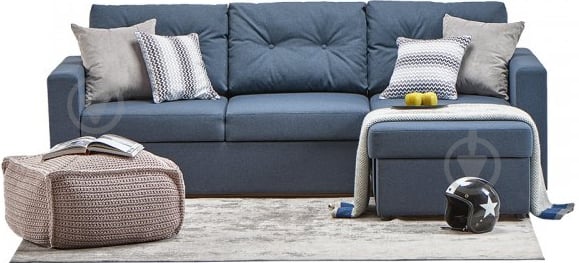Диван угловой Веко мебель Дания синий 2350x1500x890 мм - фото 1