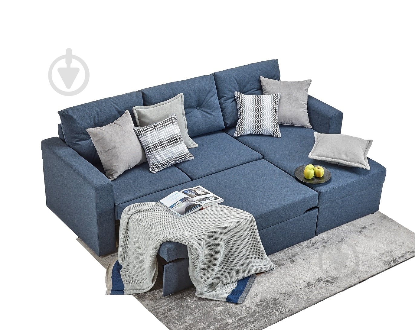 Диван угловой Веко мебель Дания синий 2350x1500x890 мм - фото 2