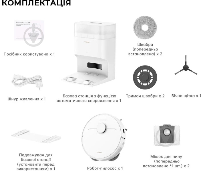 Робот-пылесос DREAME L10s Plus white - фото 14