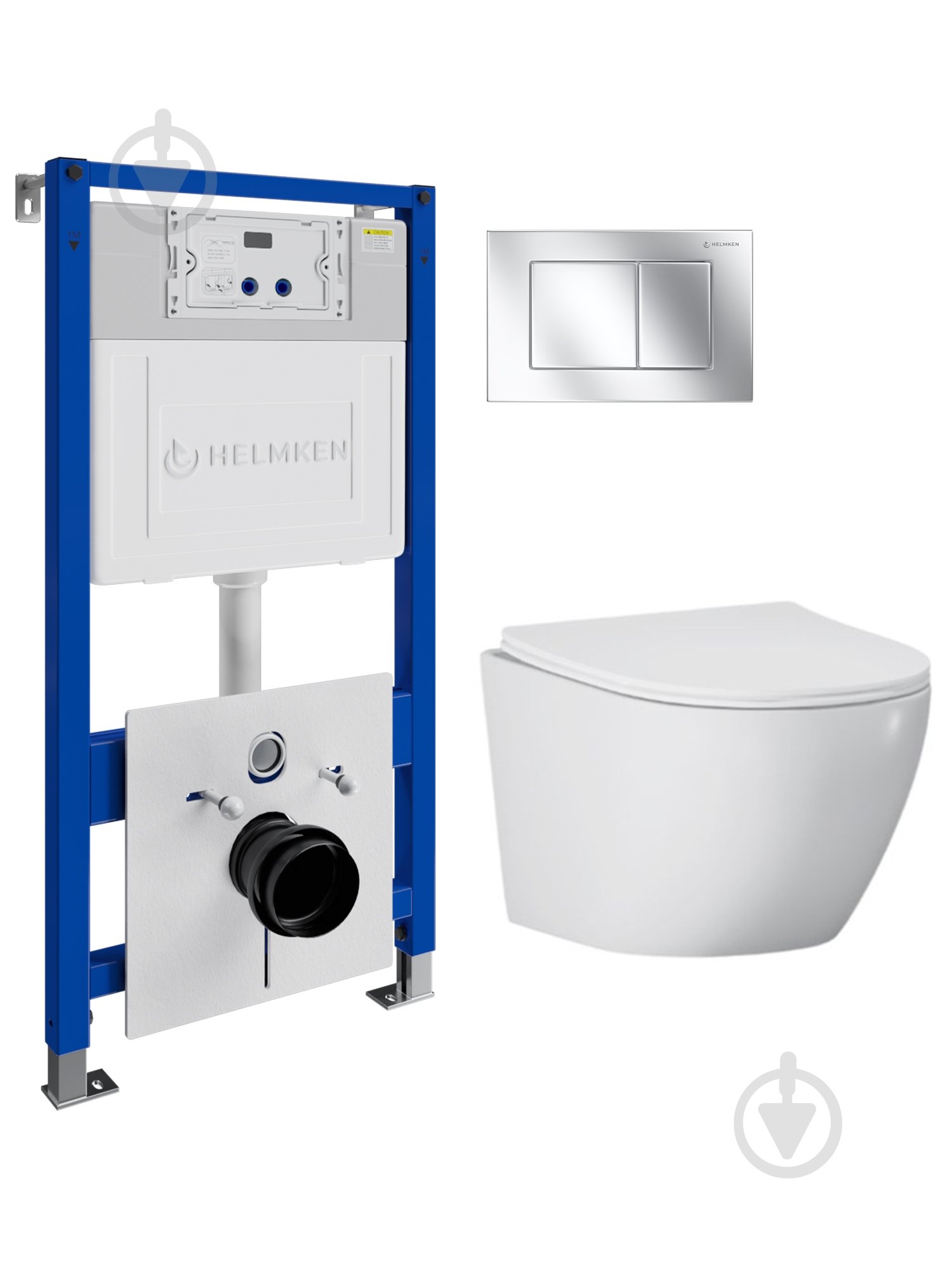 Комплект Helmken 35103001 4 в 1 підвісний унітаз із сидінням Slim Duroplast/Soft-close + інсталяція з прямокутною к - фото 1