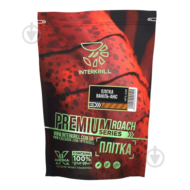 Прикормка INTERKRILL Premium Series Плотва ваниль/ анис 1000 г - фото 1